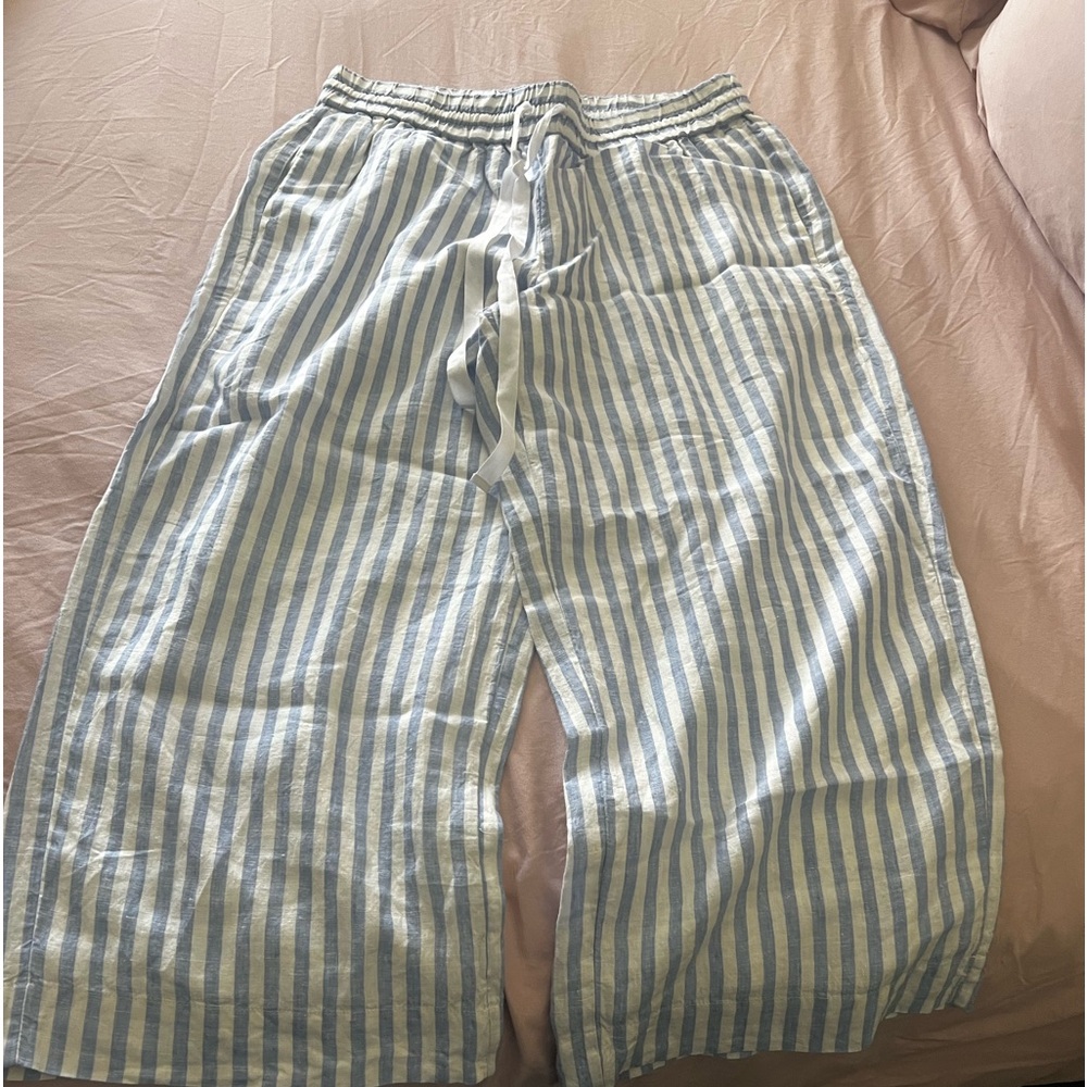 J Crew Linen Cropped Pants Large